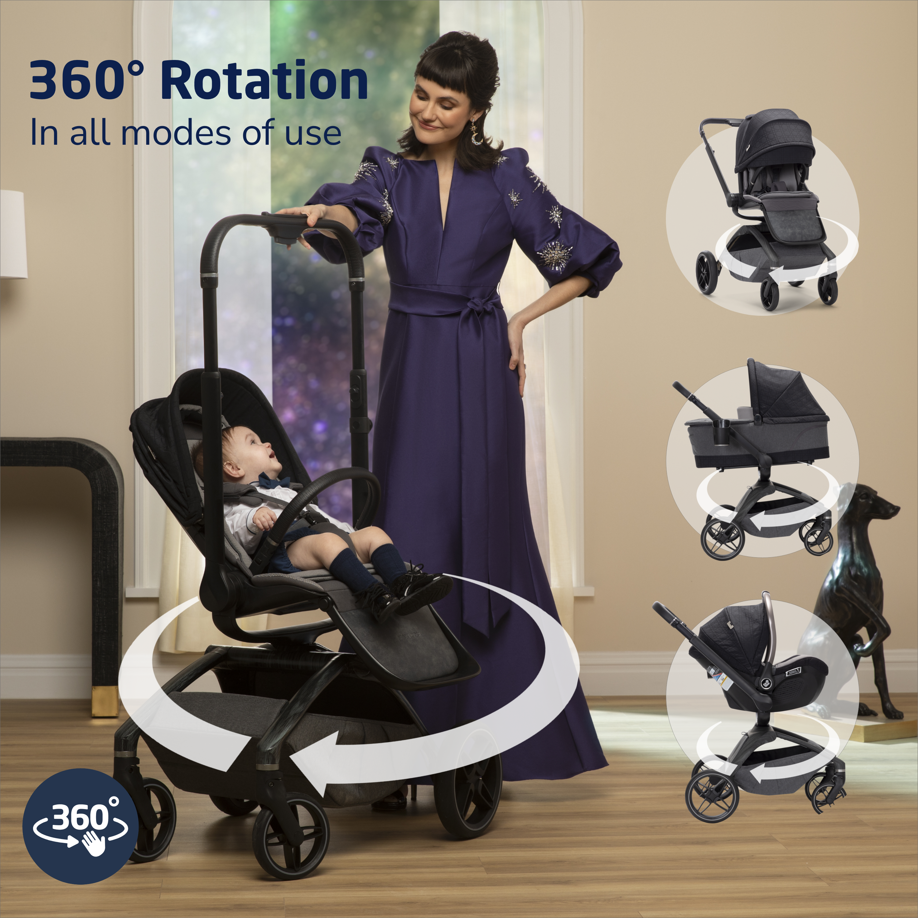 Tana 360° Rotating Travel System with Peri™ 180° in Onyx Heritage